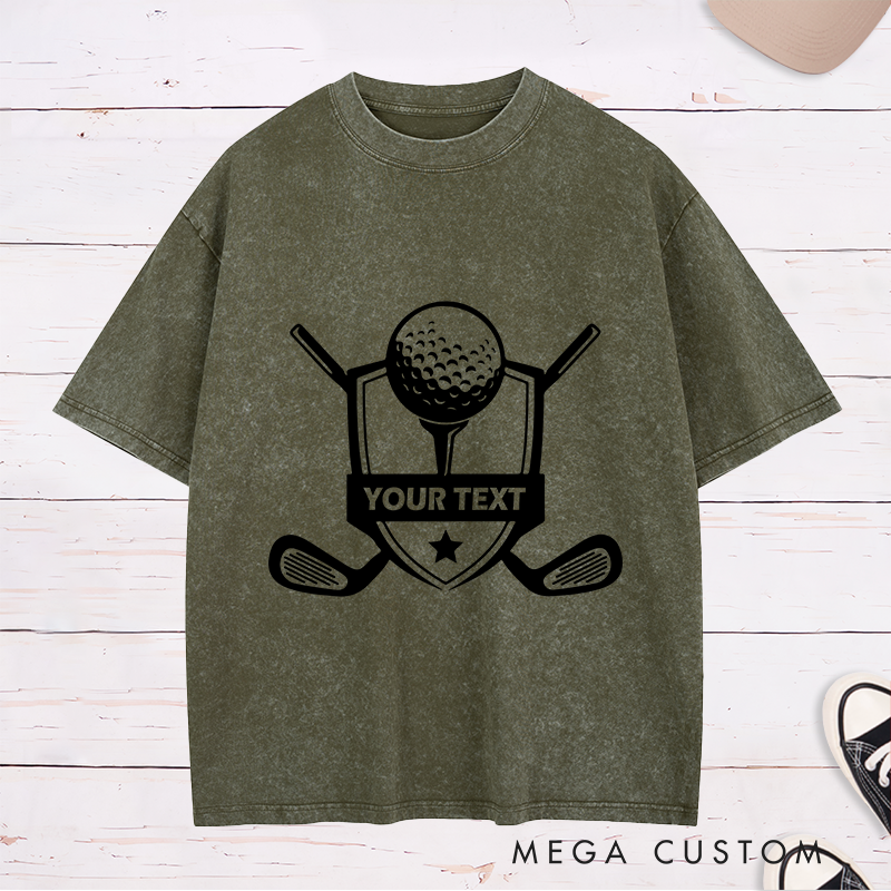 Personalized Golf Washed T-Shirt with Custom Message Unique Gift for Golfers Custom Golf Apparel for Men and Women