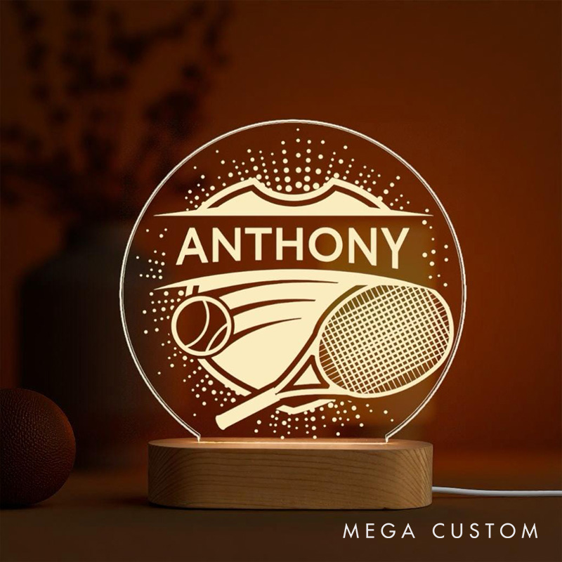 [Copy]Personalized Tennis Racket LED Night Light with Custom Name for Sports Fans
