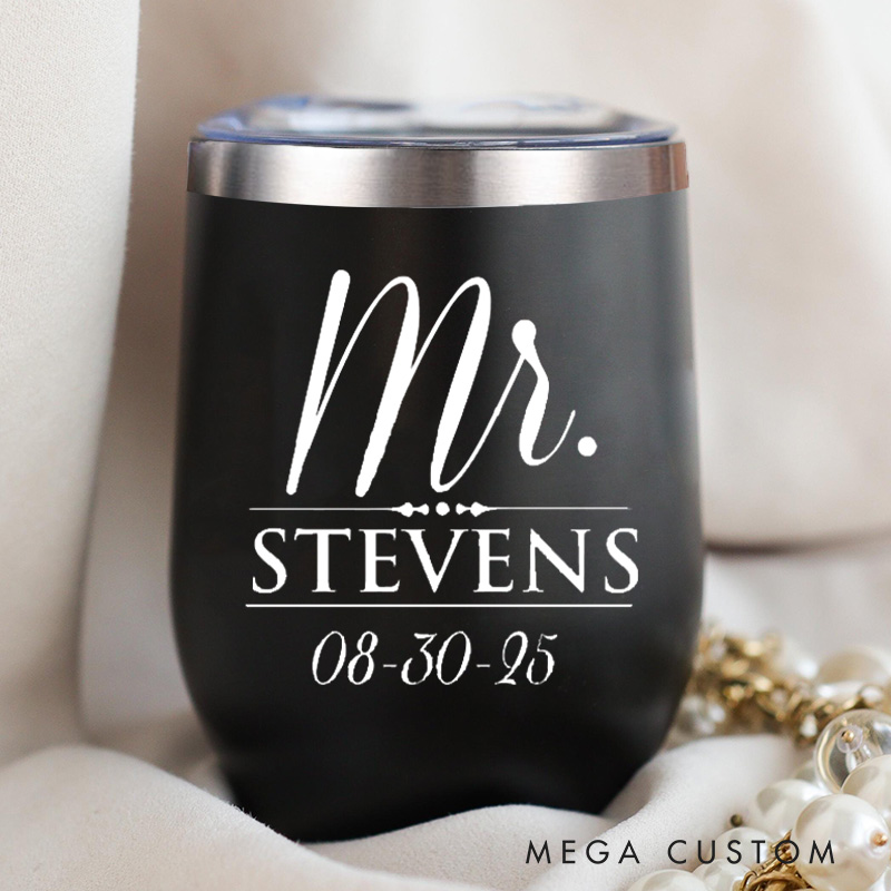 Personalized  Mr and Mrs Wedding Wine Tumber for Couple