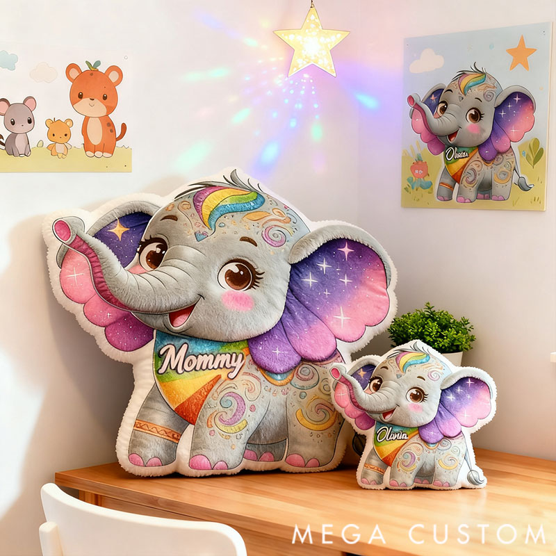 Personalized Graphic 3D Print Pillows Pillow, Custom Elephant Pillow with Name for Family
