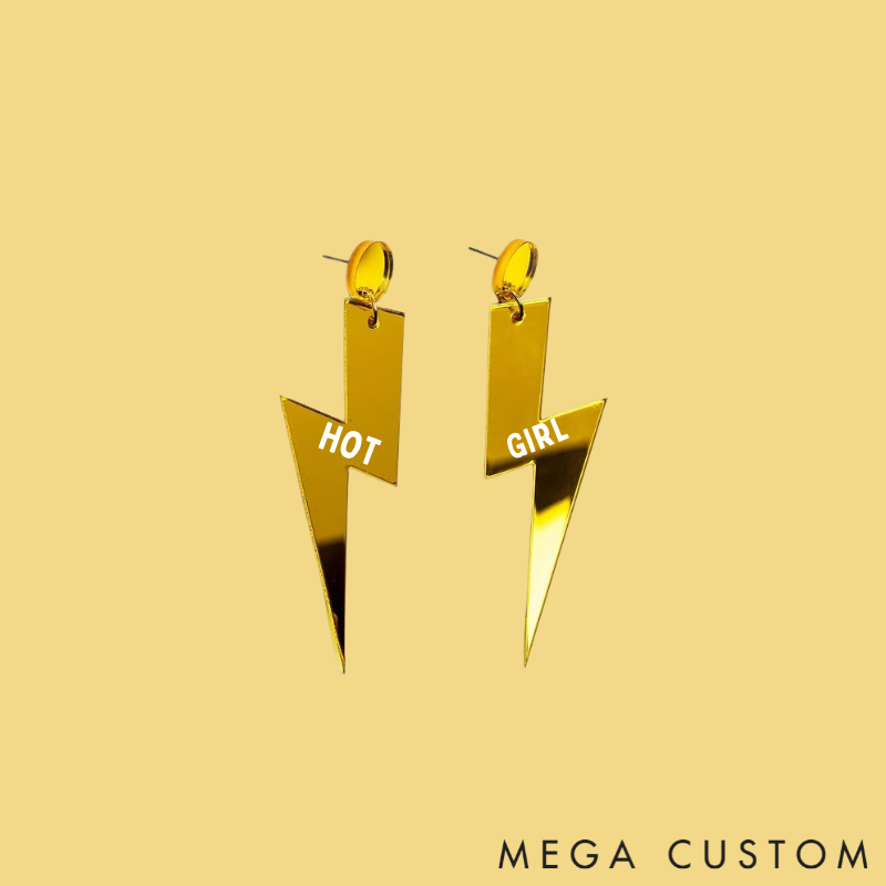 Personalized Multi-Color Lightning Bolt Earrings Edgy Statement Gift for Fashion Girls