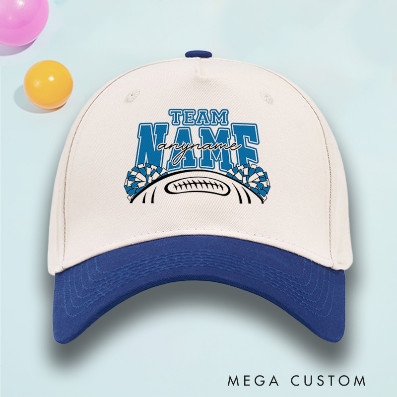 Personalized American Football Cheer Cotton Two Tone Cap with Custom Player Team Name and Player Name
