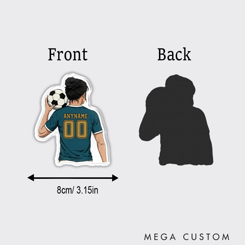 Personalized Women's Soccer Jersey Fridge Magnet Custom Name and Number Decal