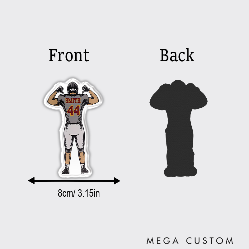 Personalized American Football Fridge Magnet with Custom Player Name, Nmuber and Text