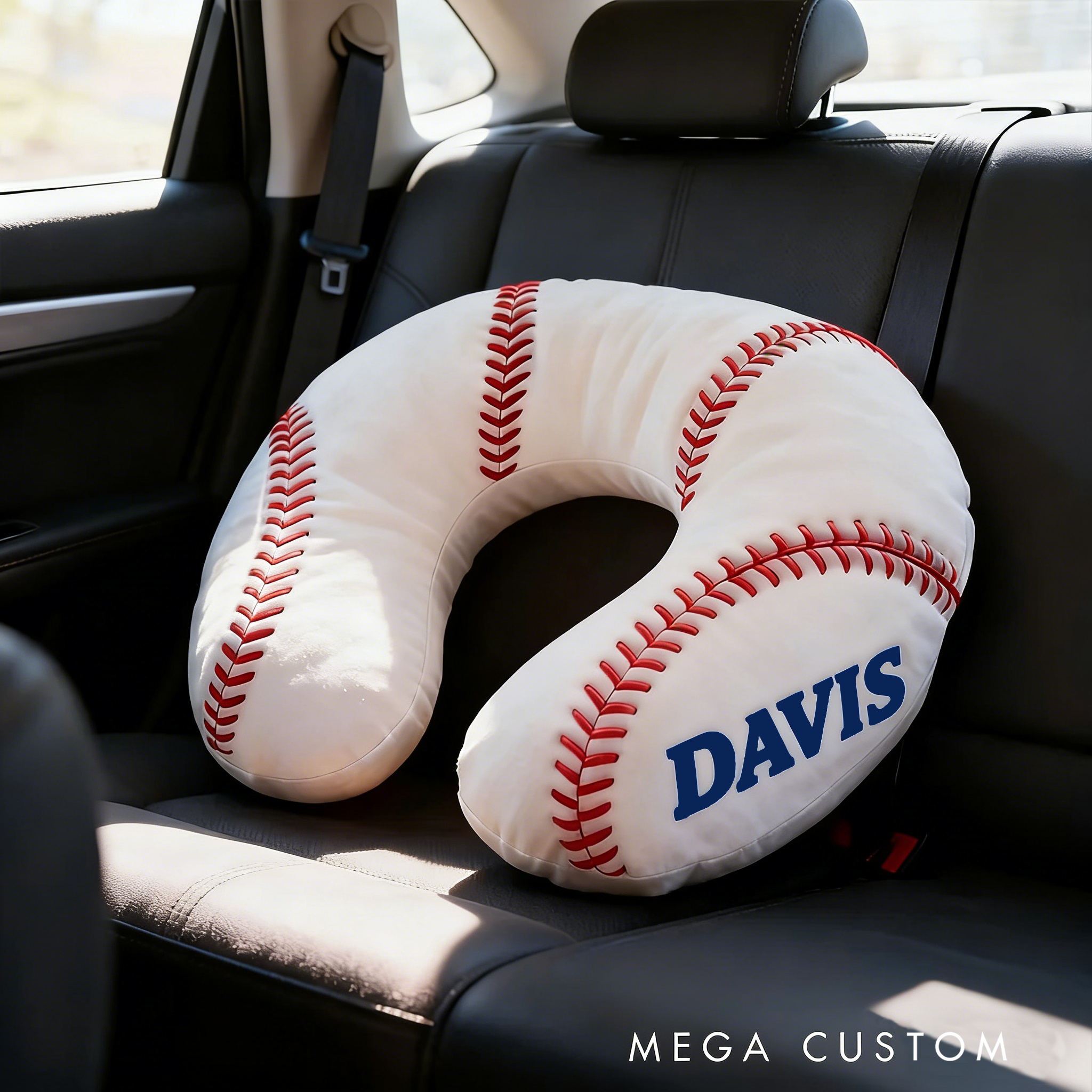 Personalized Baseball U-Shaped Pillow with Custom Name Design
