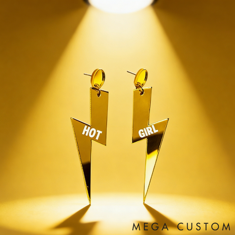 Personalized Multi-Color Lightning Bolt Earrings Edgy Statement Gift for Fashion Girls