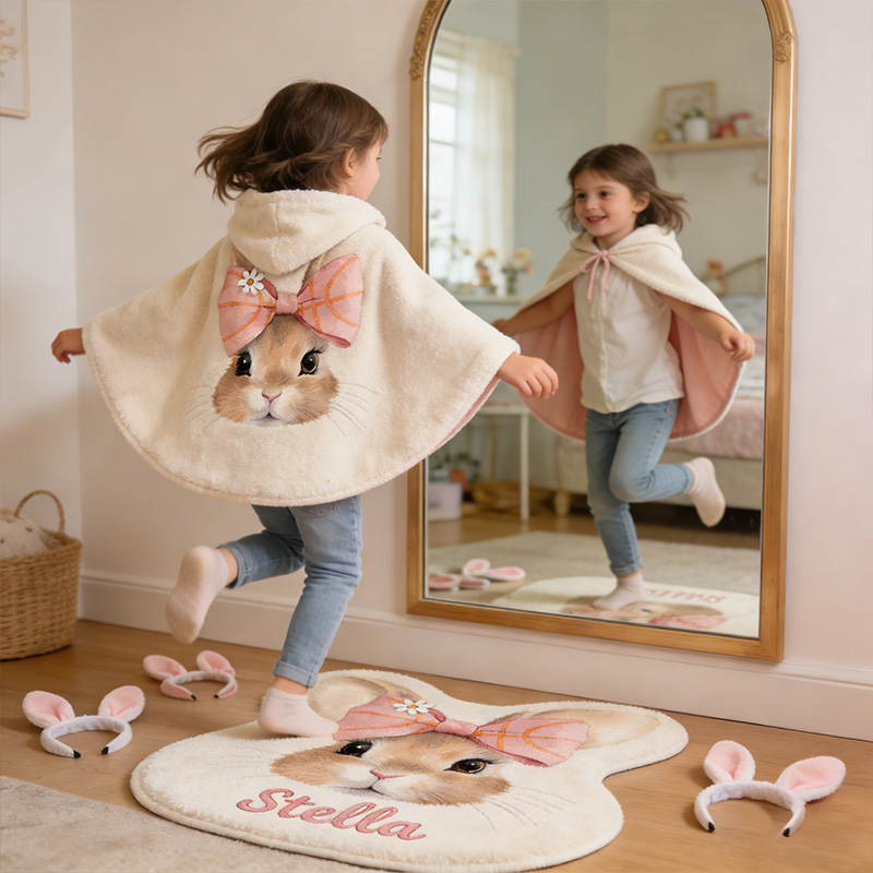 Personalized Bunny Sport-Theme Custom Name Cute Basketball Bow for Kids