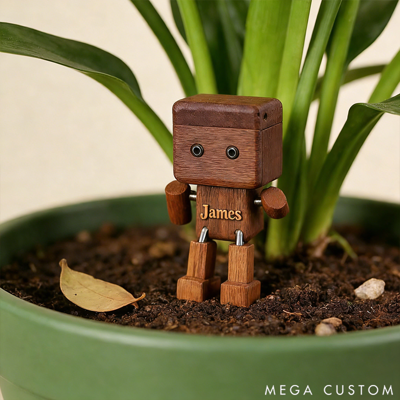 Personalized Wooden Robot Figurine Minimalist Desktop Decor Wooden Toy Gift