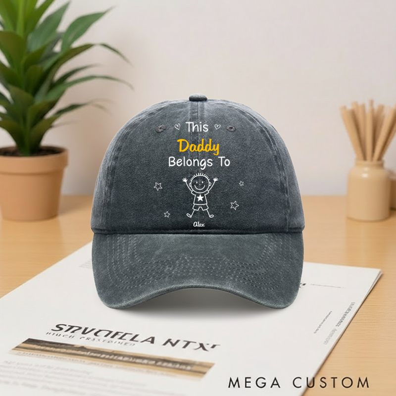 Personalized My Crew Makes Me Smile Vintage Washed Denim Baseball Cap Gifts for Dad Grandpa