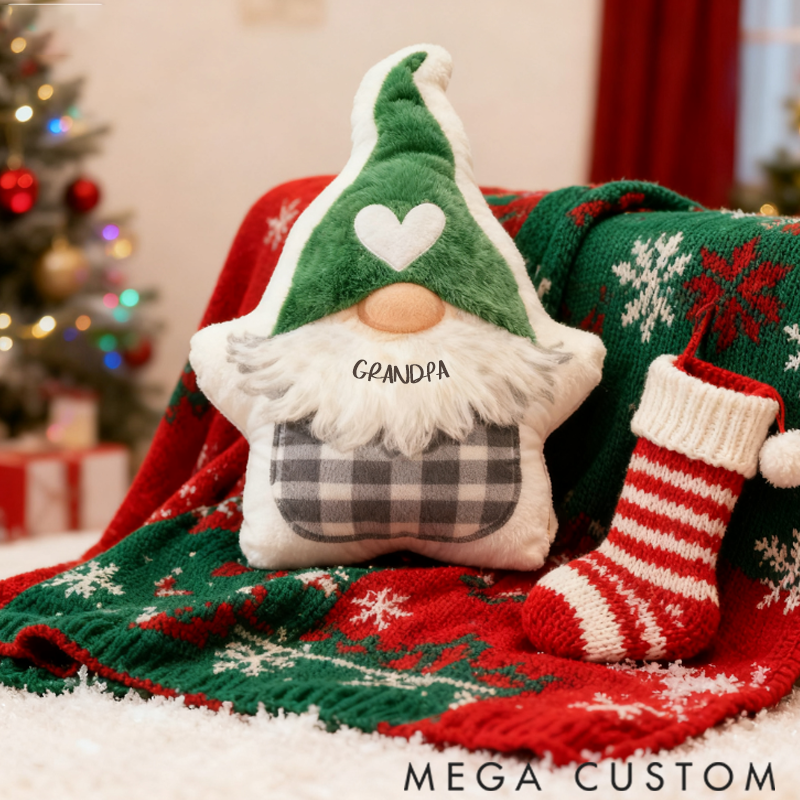 Personalised Gnome Family Shaped Pillow Christmas Gift for Family 3D Printed Design