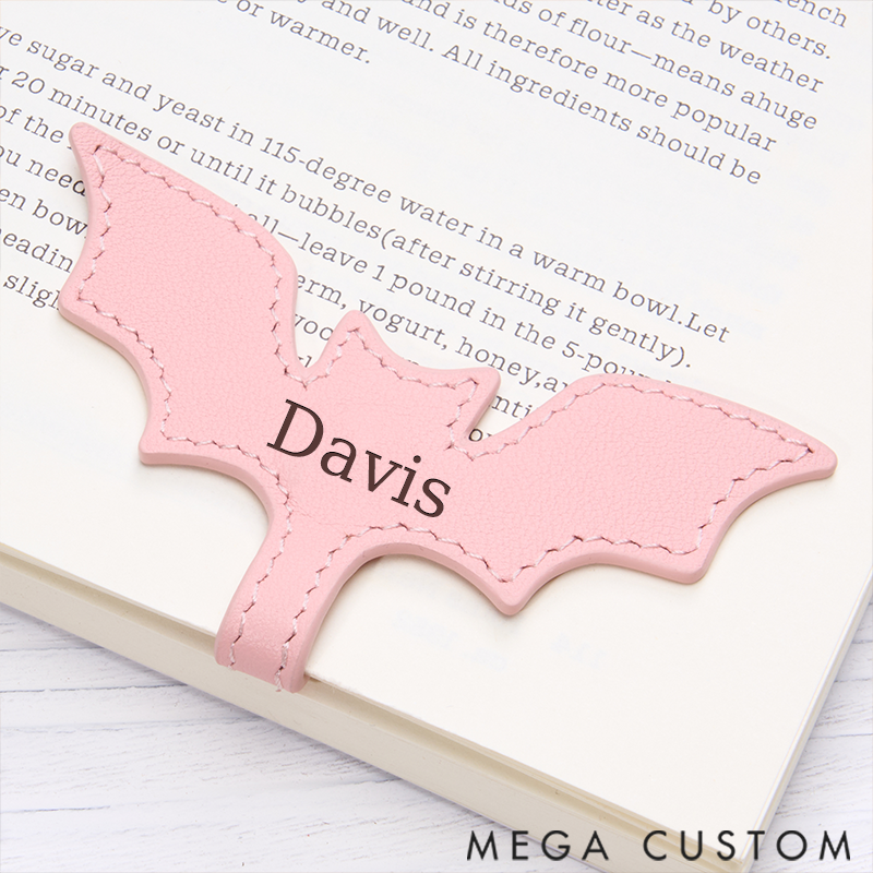 Personalized Leather Bookmark Bat Bookmark Custom Engraved Name Bookmark Halloween Gift