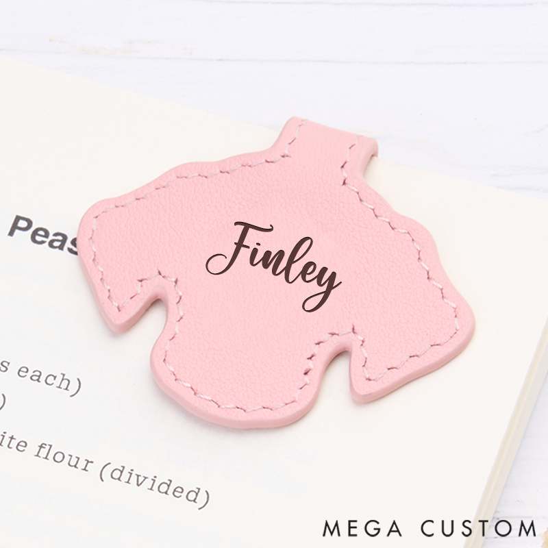 Personalized Leather Bookmark Dog-Shaped Bookmark Custom Engraved Name Bookmark