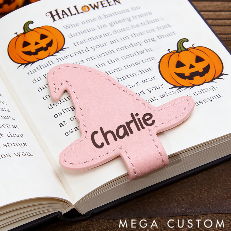 Personalized Leather Bookmark Witch Hat Bookmark Custom Engraved Bookmark Halloween Gift