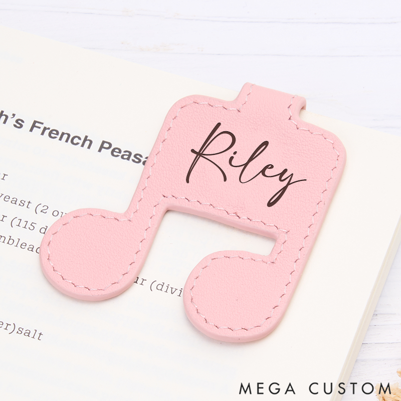 Personalized Leather Music Symbol Bookmark Custom Engraved Bookmark