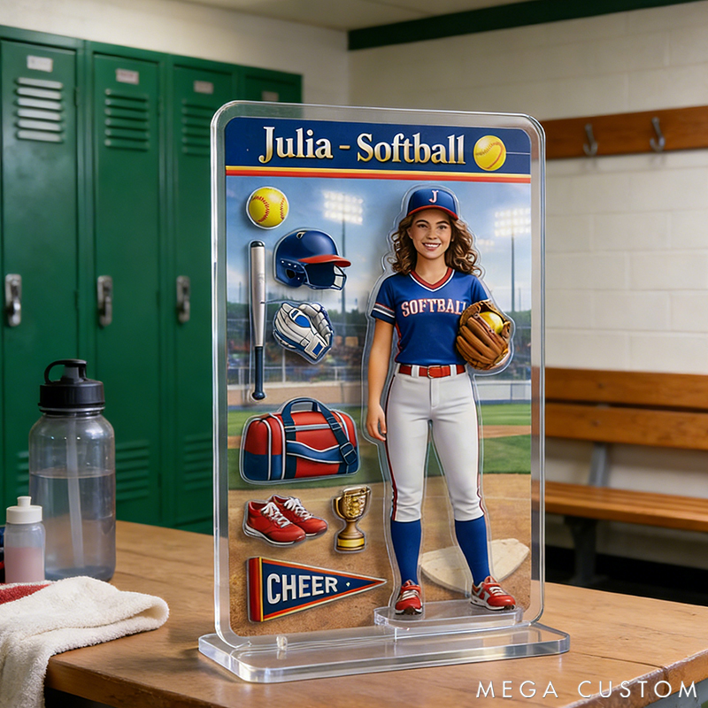 Personalized Softball Theme Acrylic Decor Custom Photo the Perfect Gift for Softball Fans