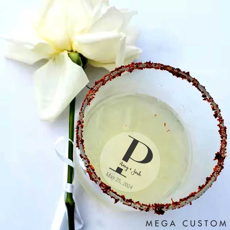 Personalized Edible Clear Circle Wedding Drink Toppers Custom Edible Drink Topper