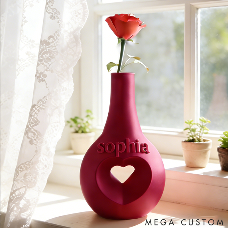 Personalized Hollow Heart Shaped Vase the Perfect Valentine's Day Gift