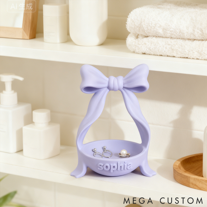 Personalized Bow Shaped Storage Dish Cute Jewelry and Key Tray 3D Printed Storage Box