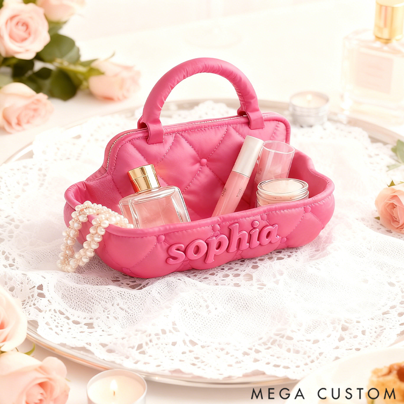Personalized Handled Quilted Makeup Tray 3D Printed Design