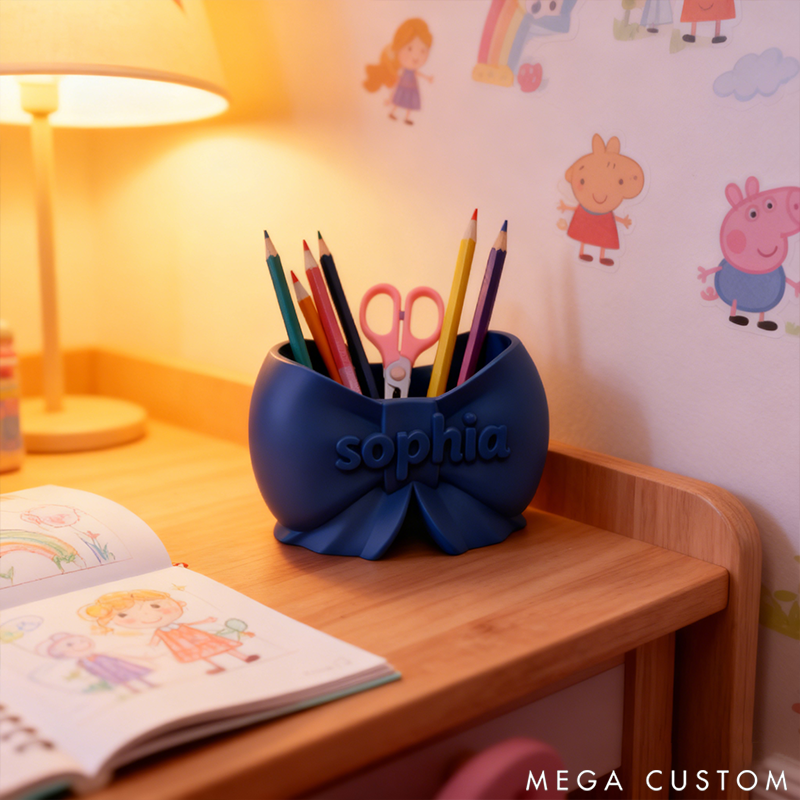 Personalized Bow-Shaped Makeup Brush Organizer and Pencil Holder 3D Printed Design