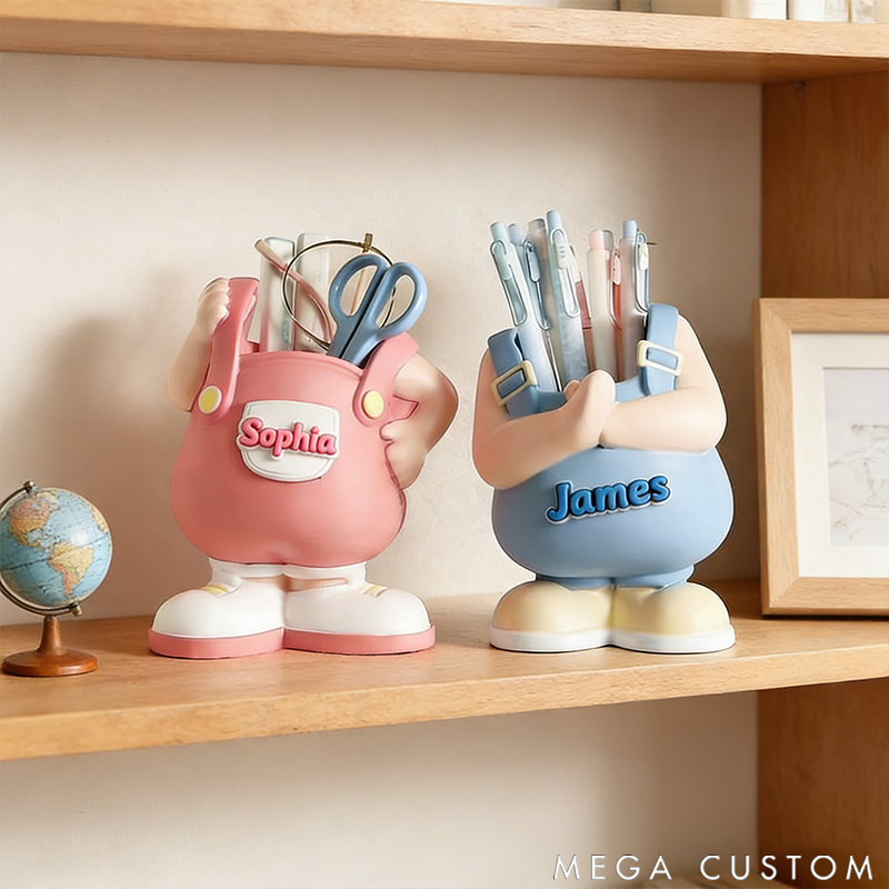 Personalized Overalls Lucky Cute Boy Girl Pencil Holder Valentine's Day Gift for Couples