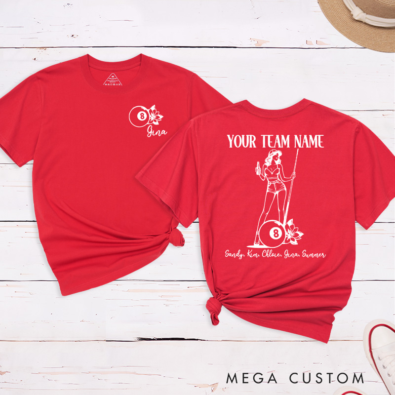 Personalized Pool Team T-Shirts with Custom Your Name - Eight Ball League Team Shirt