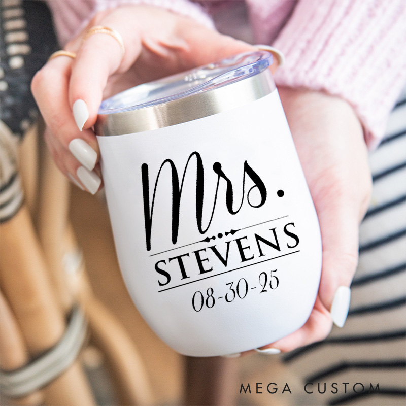 Personalized  Mr and Mrs Wedding Wine Tumber for Couple