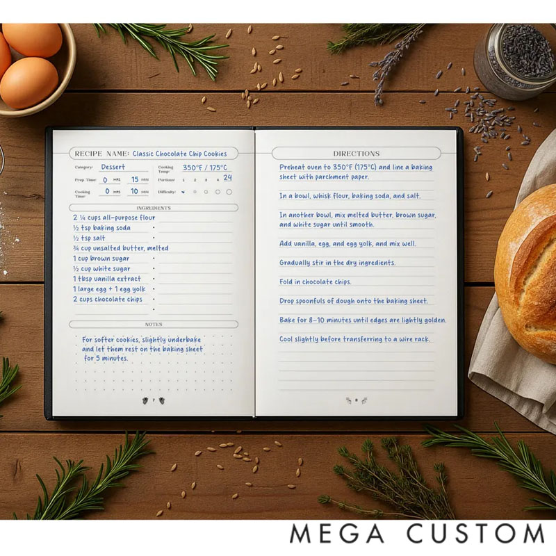 Personalized recipes are a great gift for her/him/mom/grandma; a recipe log