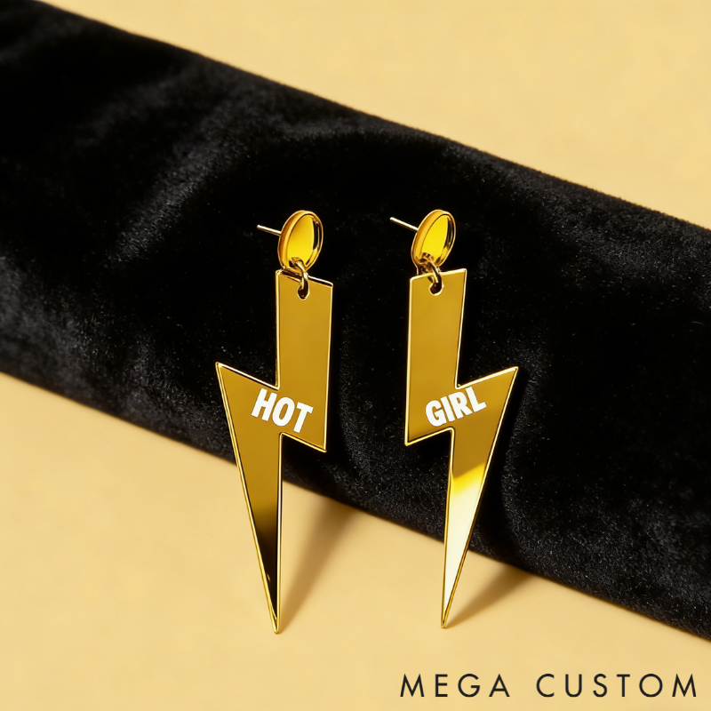 Personalized Multi-Color Lightning Bolt Earrings Edgy Statement Gift for Fashion Girls