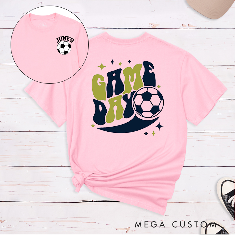 Personalized Game Day T-Shirt  with Fun Retro Design and Custom Name and Number  