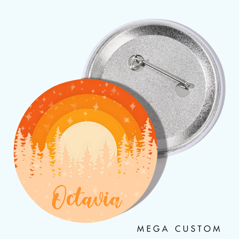 Personalized Rainbow Sunset Forest Sunset Pin Outdoor Nature Lovers Pin Badge Gift Camping Hiking Lovers Gift