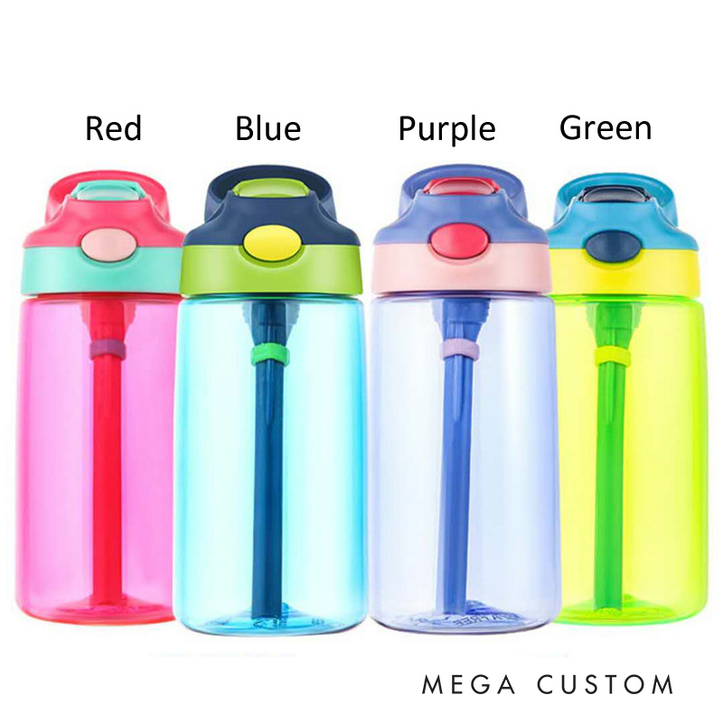 Personalized Flower Girl with Hearts and Flowers Wedding 16oz Kids Water Bottle with Straw