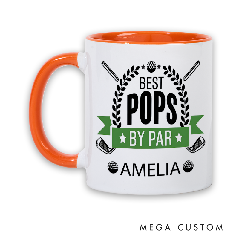 Personalized Golf Mug with "Best Pops By Par" Design Featuring Custom Name and Golf-Themed Decoration Thoughtful Gift for Golf-Loving Dads