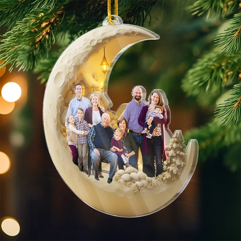 Personalized Christmas Ornament Custom Photo Birthday Gifts Love You to the Moon