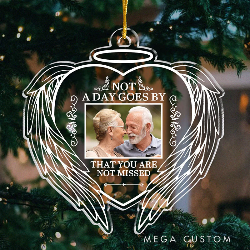Personalized Photo Christmas Ornament Although You Cannot See Us We Are Always With You Memorial Ornament Acrylic Heart Shaped Sympathy Gift