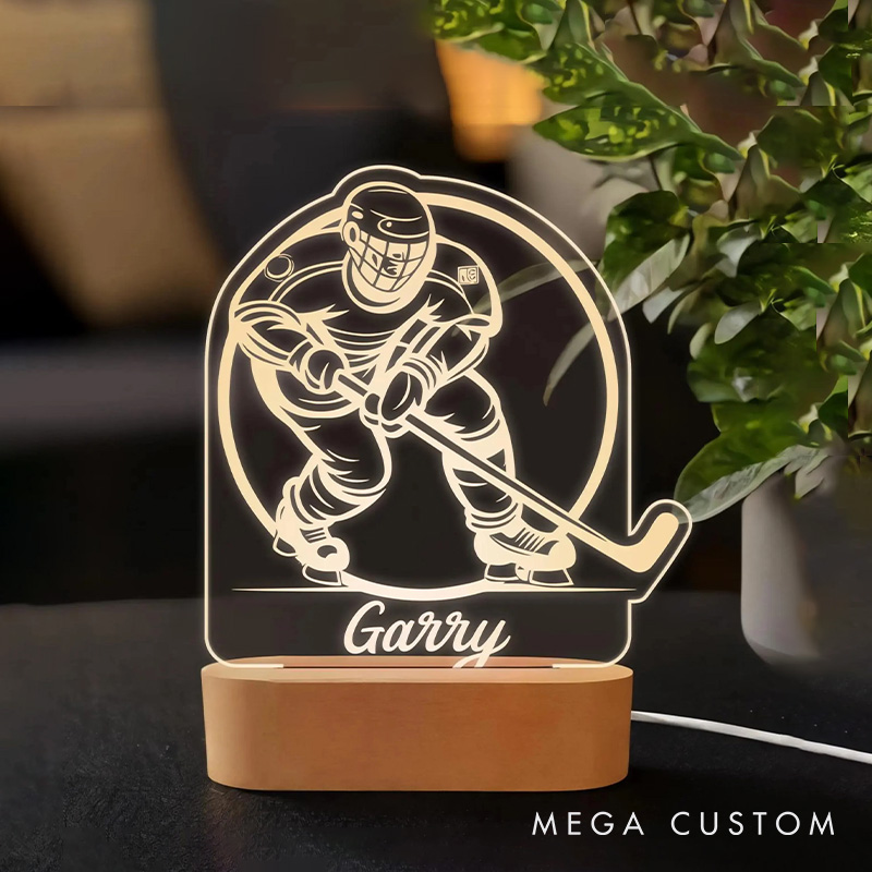[Copy]Personalized Ice Hockey Player Design LED Night Light with Custom Player Name