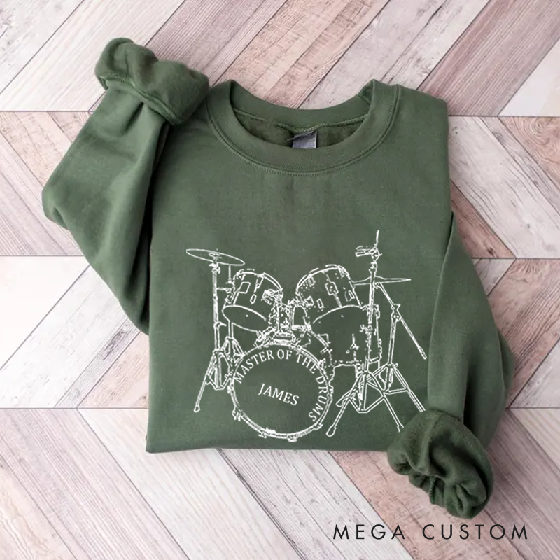 Personalized Classic Sweatshirts Think Out Loud Apparel Drums Sweatshirt Artistic Design Drummer Sweatshirt Cool Musician Line Drawing Design Music Lover Gift Band Player Shirt
