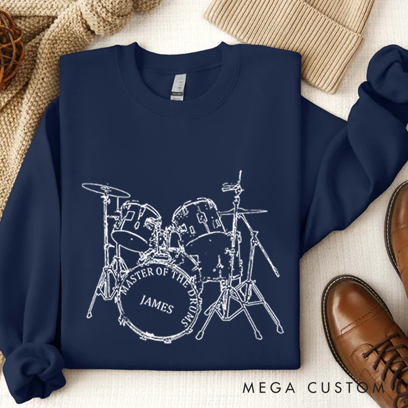 Personalized Classic Sweatshirts Think Out Loud Apparel Drums Sweatshirt Artistic Design Drummer Sweatshirt Cool Musician Line Drawing Design Music Lover Gift Band Player Shirt