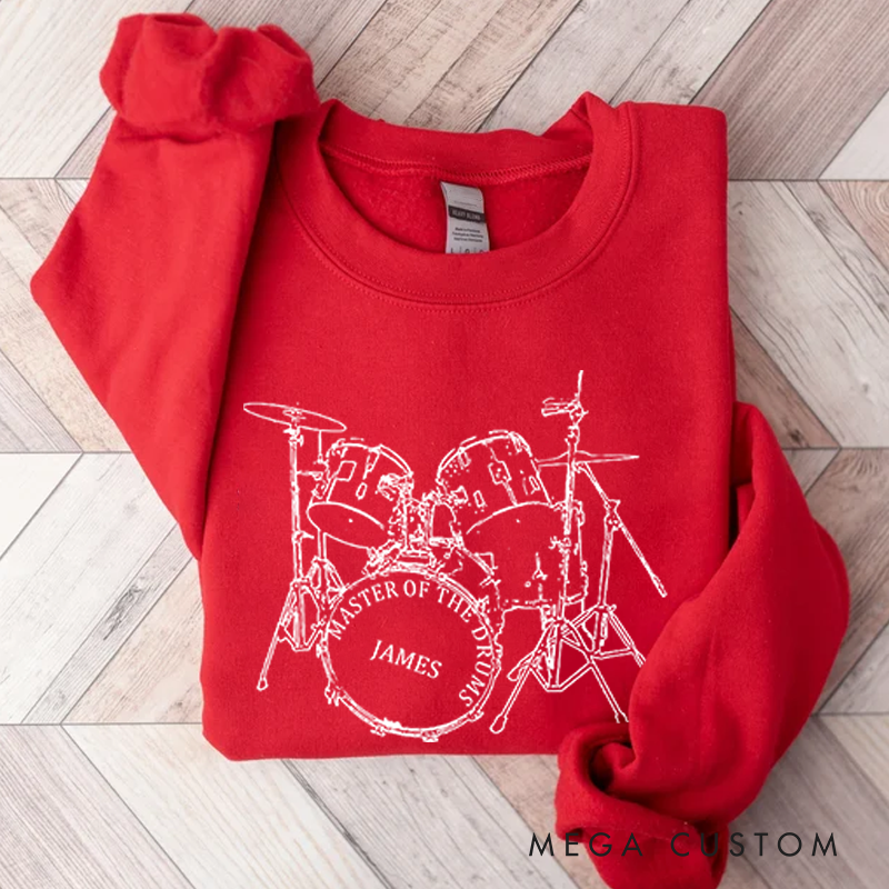 Personalized Classic Sweatshirts Think Out Loud Apparel Drums Sweatshirt Artistic Design Drummer Sweatshirt Cool Musician Line Drawing Design Music Lover Gift Band Player Shirt