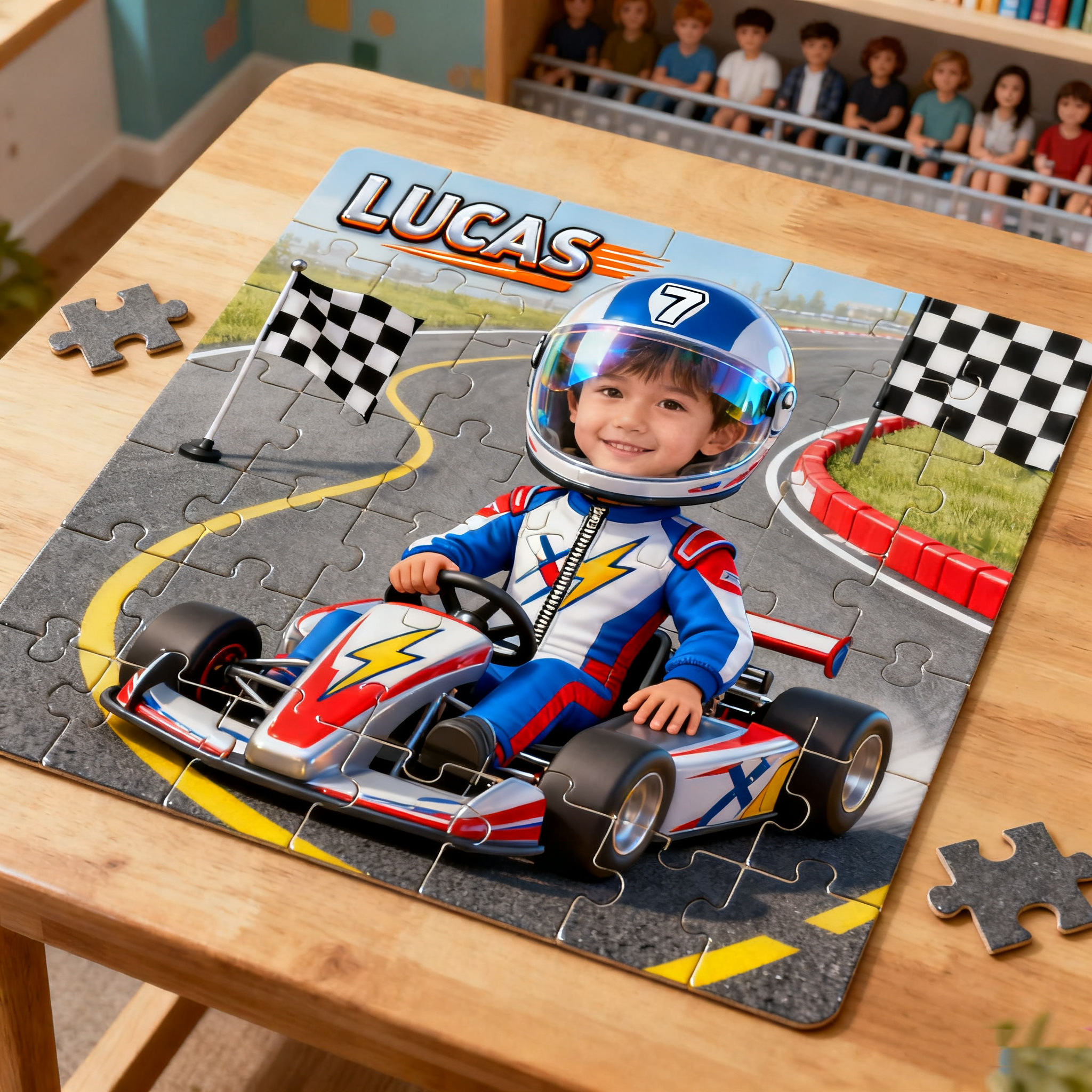 Personalized Racing Theme Custom Name Print Motivational Quote Jigsaw Puzzle
