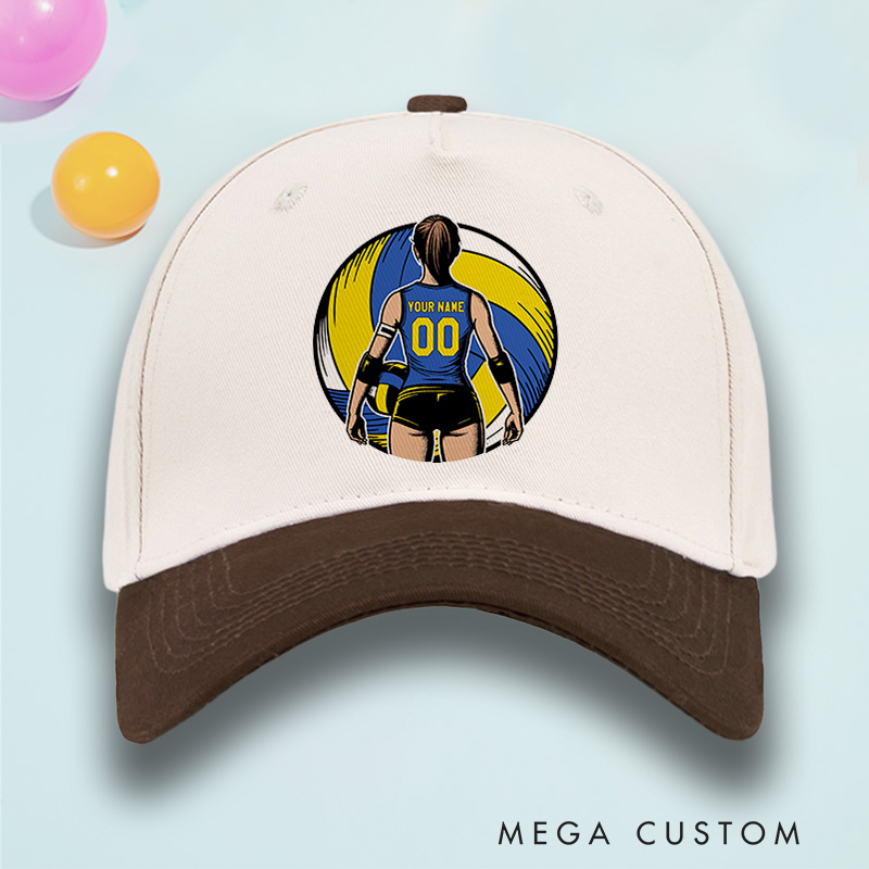 Personalized Volleyball Cotton Two Tone Cap with Custom Name and Number for Players and Fans