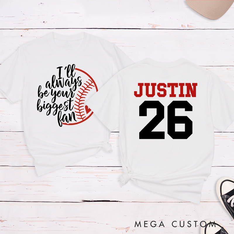 Personalized Baseball Fan T-Shirt with Heartfelt Quote and Custom Name and Number