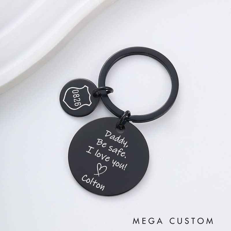 Personalized Police Officer Stainless Steel Keychain Engraved Keychain Gift for Police Dad Father's Day Gift