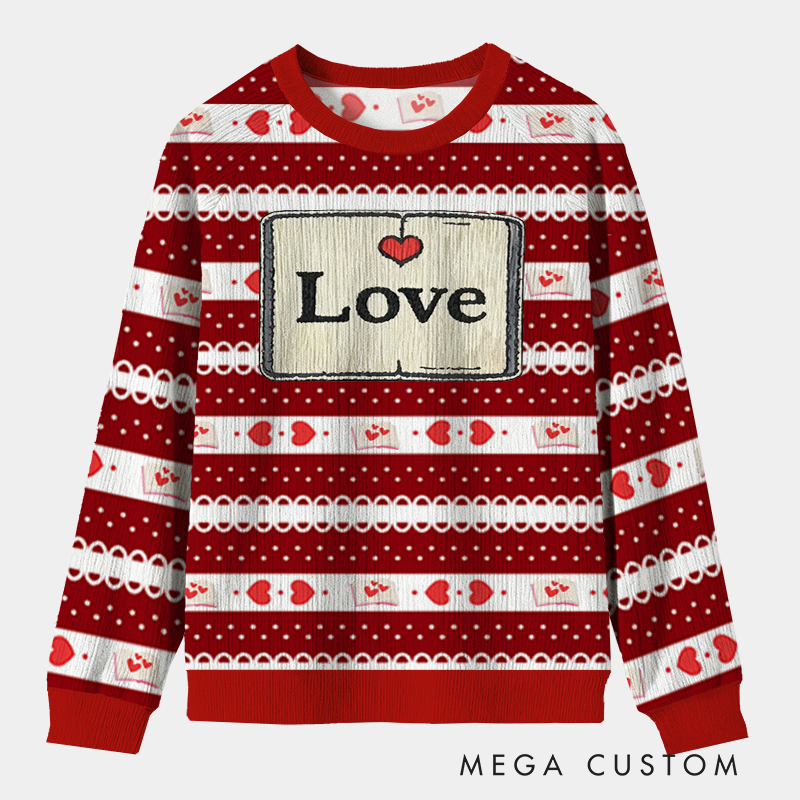 Personalized Bookish Love Heartfelt Ugly Sweater Holiday Gift for Librarians