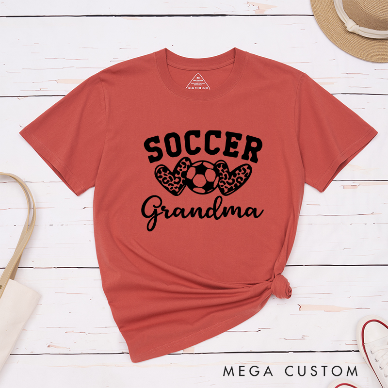 Personalized Soccer Leopard Heart T-Shirt with Custom Text