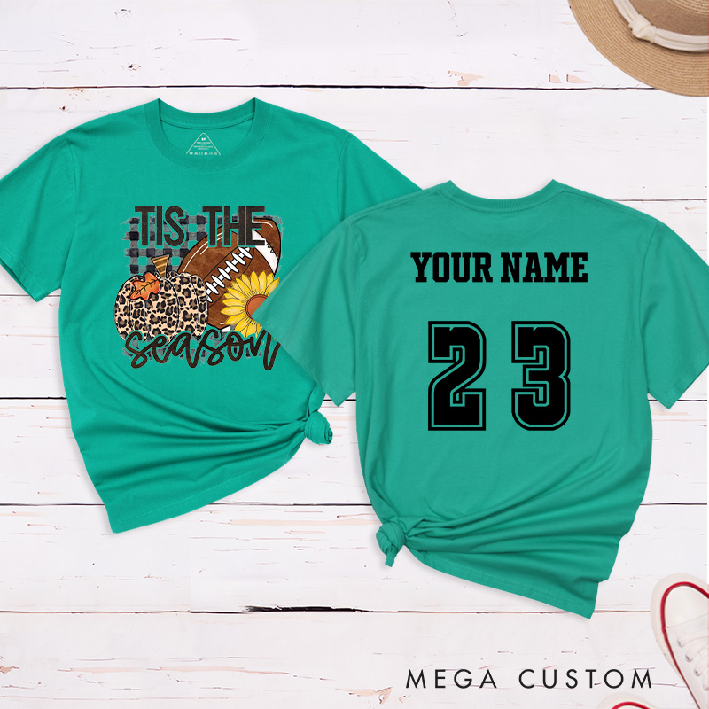 Personalized American Football and Rugby T-Shirts Featuring Custom Name and Number- Tis the Season