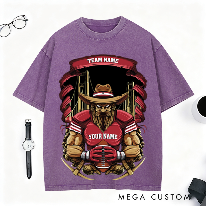 Personalized Cowboy Football T-Shirt Custom Team and Name for a Bold Western Style