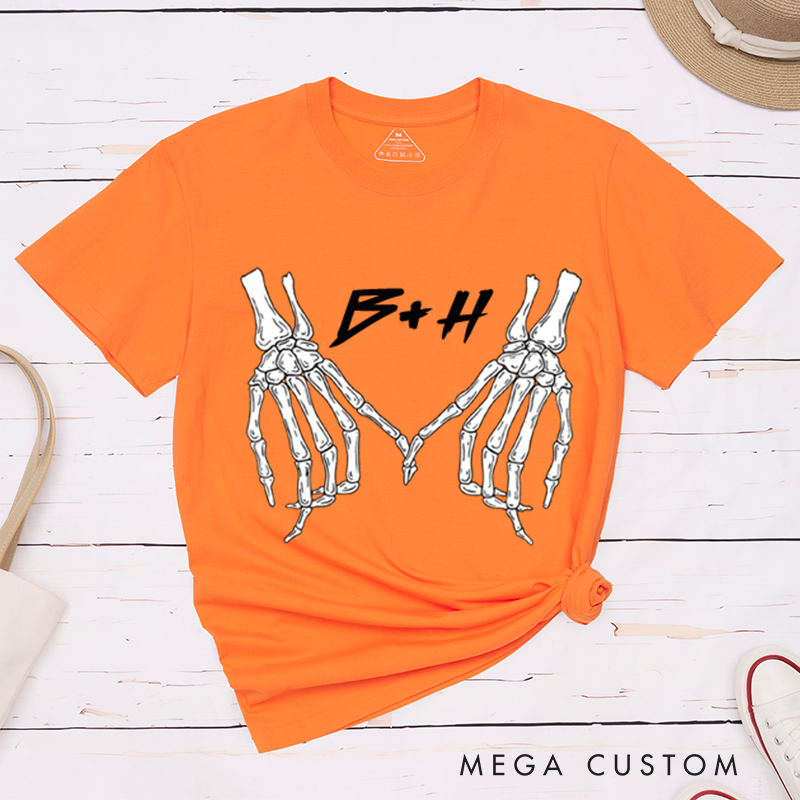 Personalized Halloween Couple Matching T-Shirt Skeleton Halloween T-Shirt For Couple 