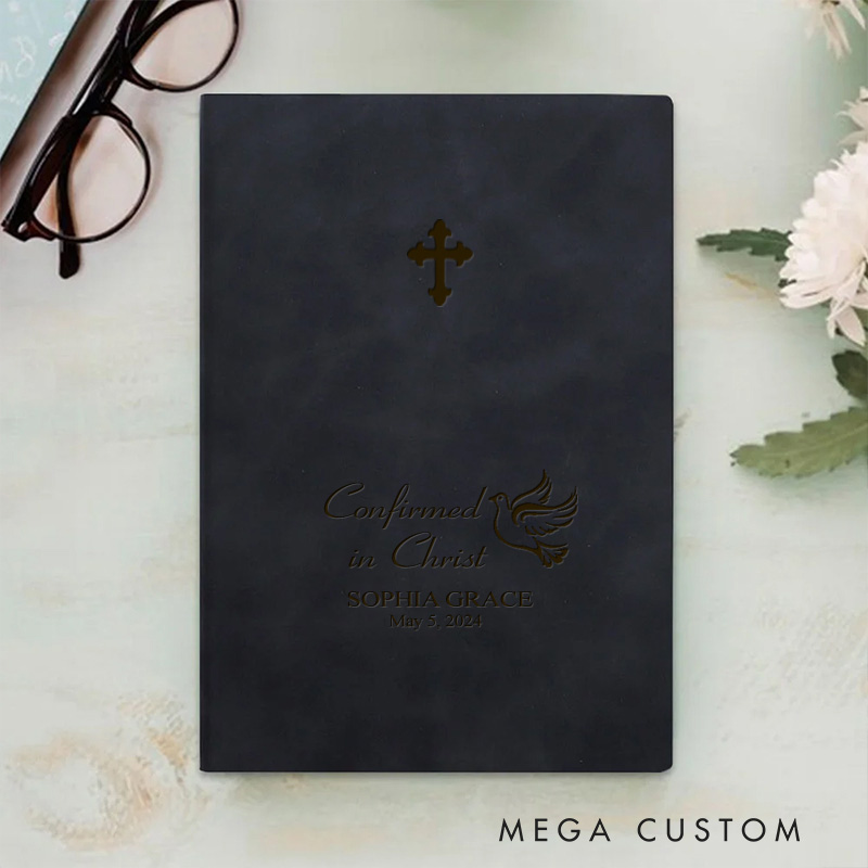 Personalized Holy Bible with Cross and Dove Prayer Journal A5 Notebook with Name and Date Religious Confirmation Gift for Men and Women Easter Gift