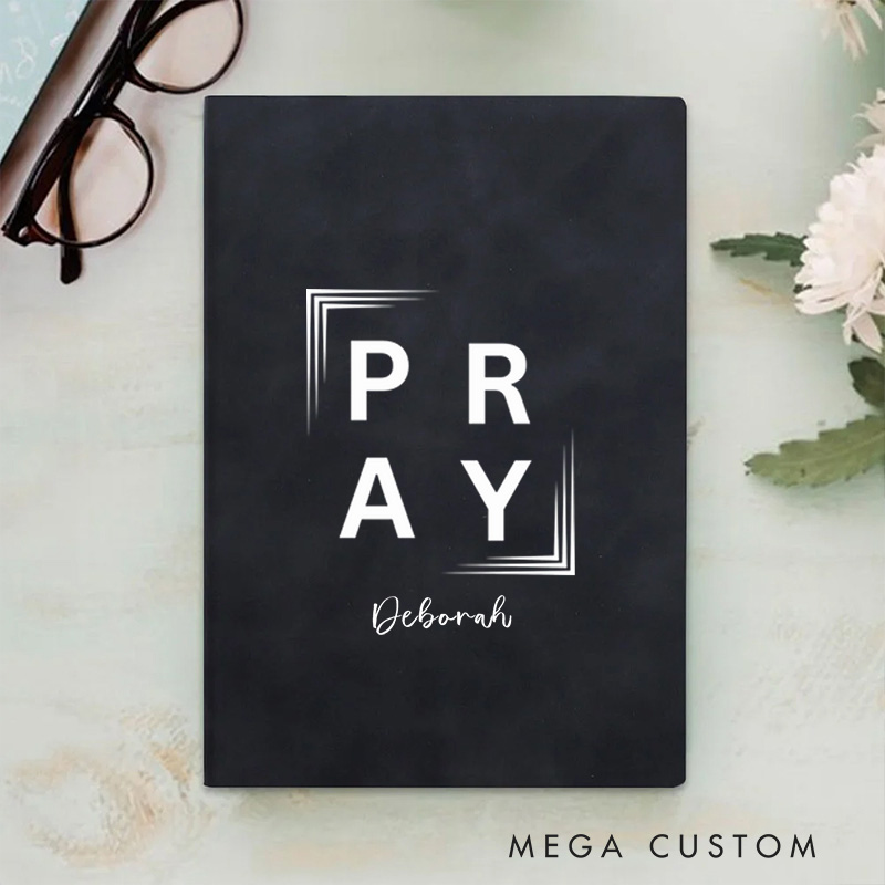 Personalized Multicolor Christian Theme Pray A5 Sheepskin Suede Notebook with Name Baptism Birthday Gift for Christians
